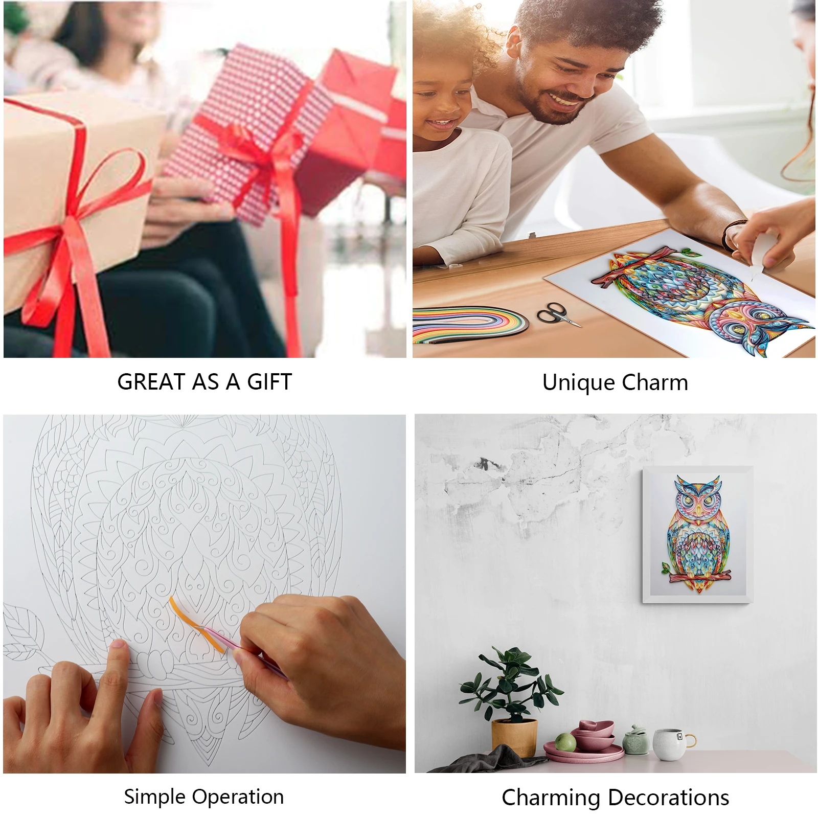 Home decoration gifts wall paintings art decor paper flowers craft decoration, paper filigree painting kit quilling