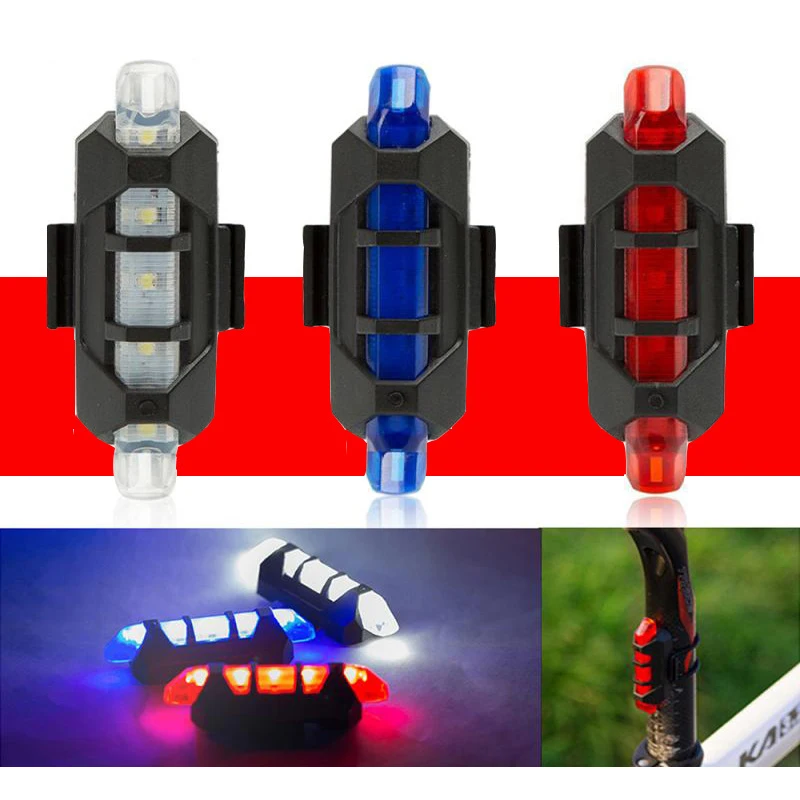 Перезаряжаемая мини-USB Вспышка светодиодная велосипедная Рама Водонепроницаемая головка и задняя фара