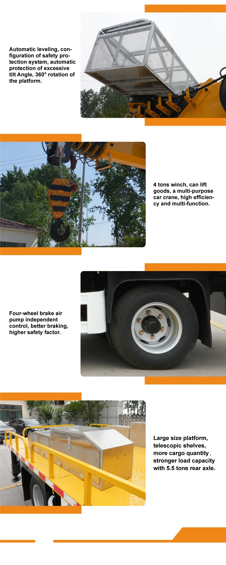 Worry-free after-sales high performance hydraulic lifting crane mobile small telescopic boom utility vehicle for sale