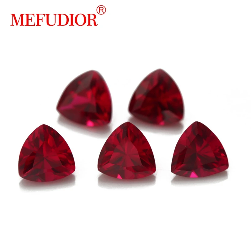 5A wholesale  5# Ruby synthetic Inverted Triangle Shape Loose Gemstone Triangle Corundum 4*4-12*12MM