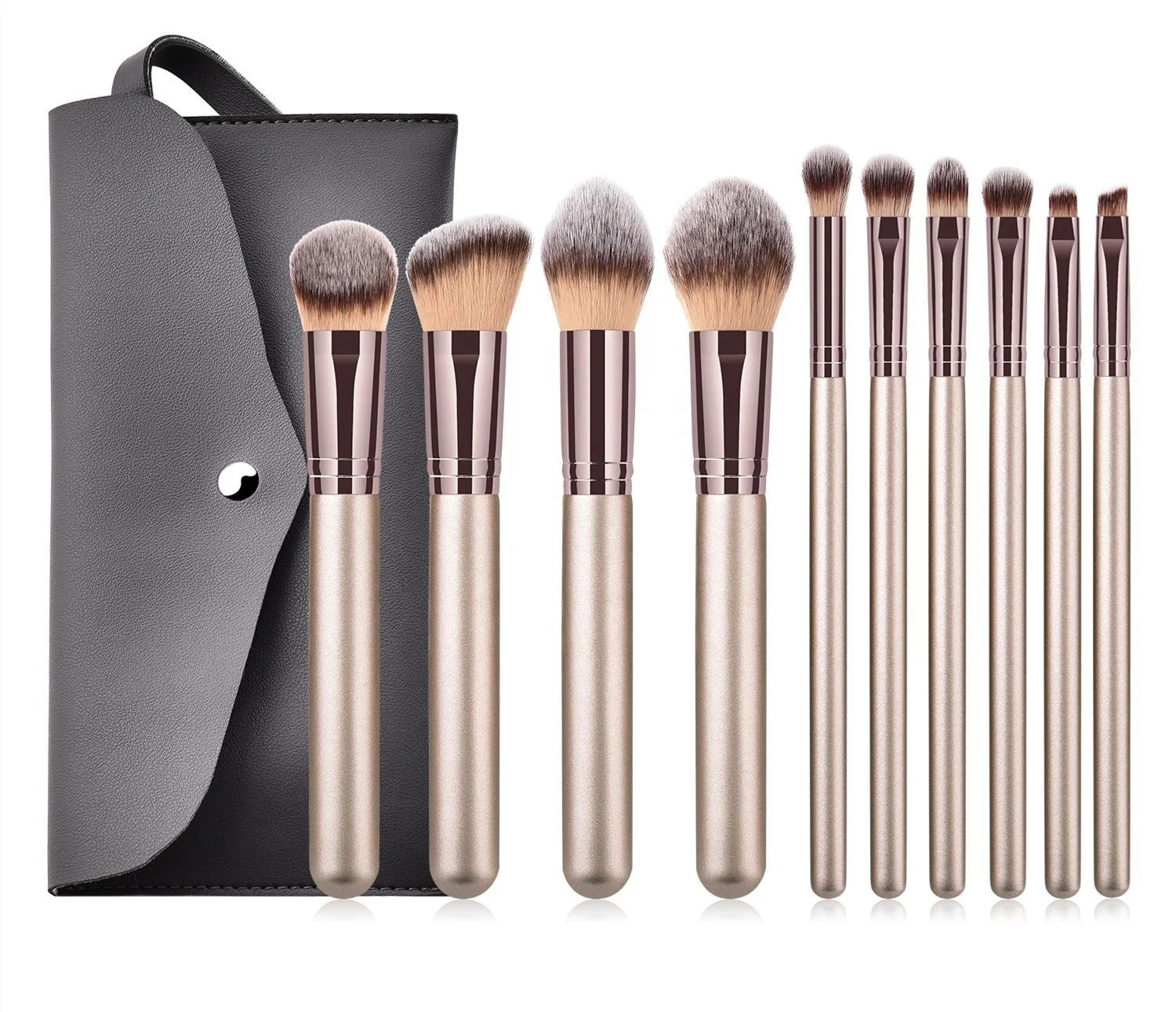 
10PCS Professional High Quality makeup brush set with matte gold handle OEM Custom Logo Private Label 