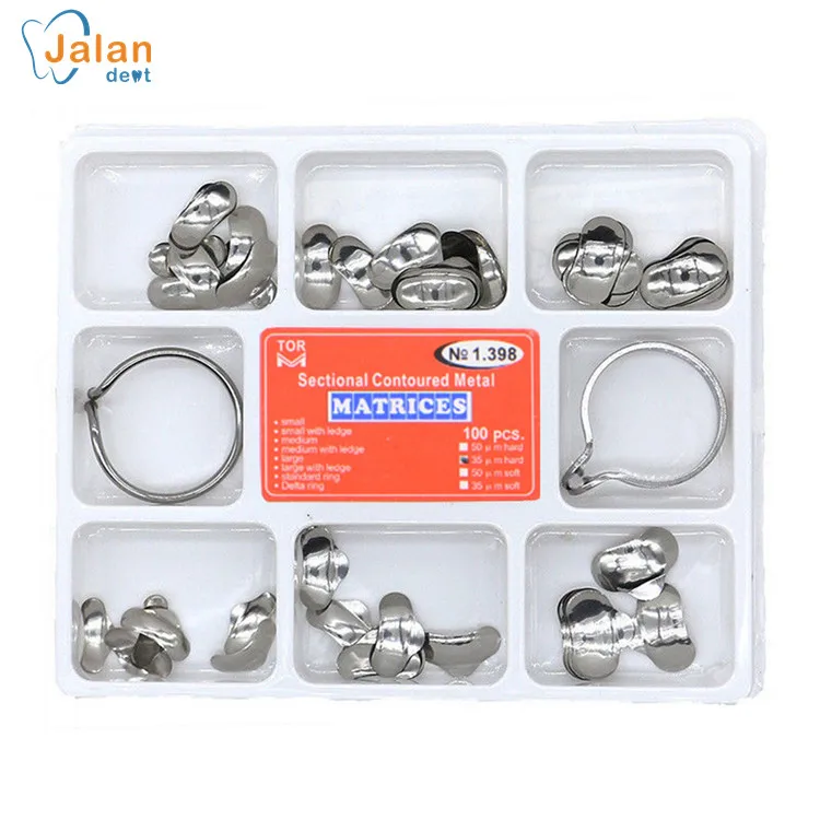 New Arrival Dental Matrix Bands Kit Dental Sectional Contoured Metal Matrices