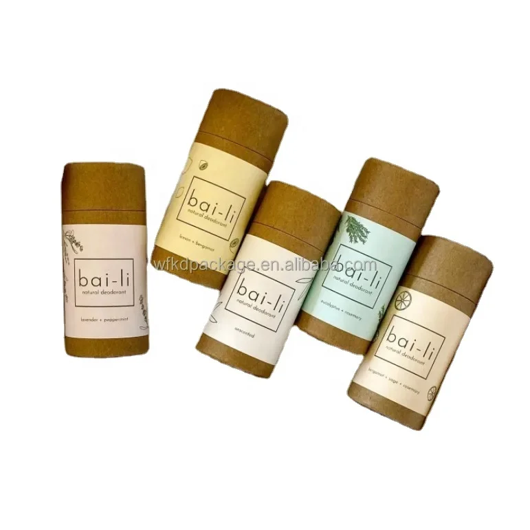 Custom Oval Natural Deodorant Solid Stick Containers Packaging Eco Friendly Cardboard Twist Up Kraft Paper Tube