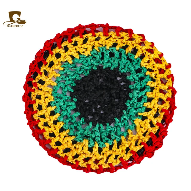 Uding Jamaica Red Yellow Black and Green Color Hand-crocheted Mesh Headstock FW-13