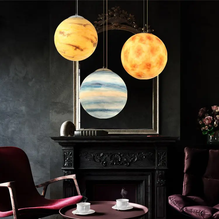Planet Universe star lamp Earth moon chandelier Bedroom Restaurant Coffee is hall hotel art