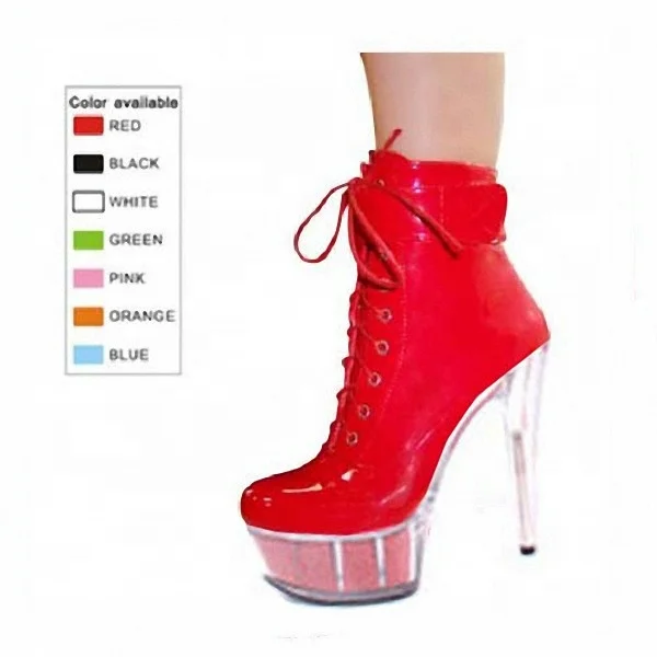 20cm ultra high heel thin with sky high red sexy stage performance shoes appeal low tube ankle boots