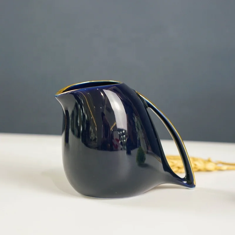 Restaurant Tableware Nordic Porcelain Dinnerware  Tea Sets Dishwasher Safe 24 pcs Black Ceramic Dinner Set