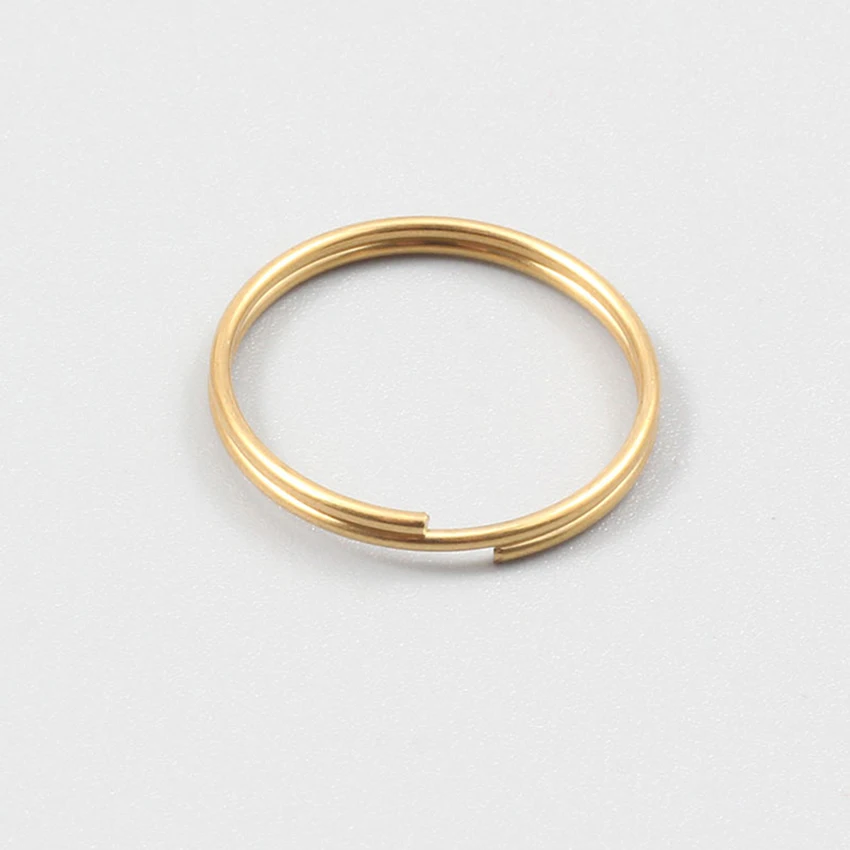 Wholesale Stainless Steel Gold Double Layers Spring Ring Rose Gold Split Ring Jewelry Finding Components Connectors Keychain
