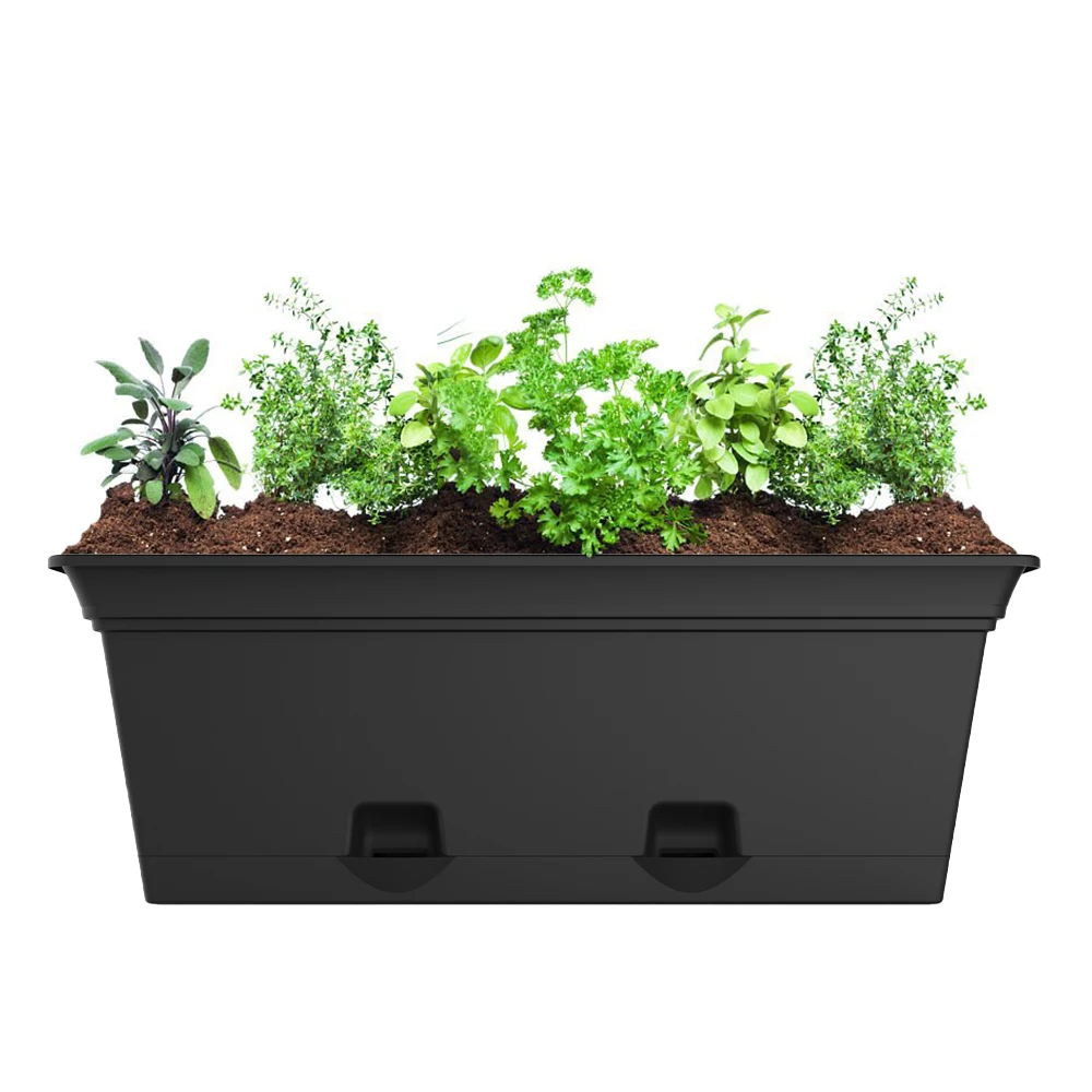 Factory Outlet Customization Large Rectangular Outdoor Black White Fiberglass Hotel Garden Planter Flower Trough Pot Box