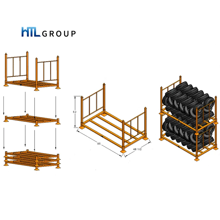 Popular commercial heavy duty collapsible foldable stackable storage steel tire pallet