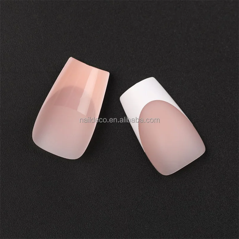 French Square Coffin Press On Artificial Nail Tips  Gel Style Pink White Color DIY Fingernail 30pcs/strip with 12 sizes