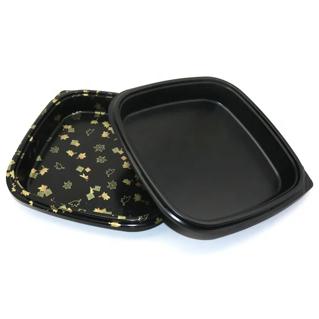 Sushi box plastic tray with lid custom logo takeaway food packaging