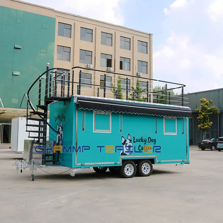 Chammp Kebab Truck Food with Full Kitchen Equipped Bbq Cart Double Decker Coffee Trailer for Sale
