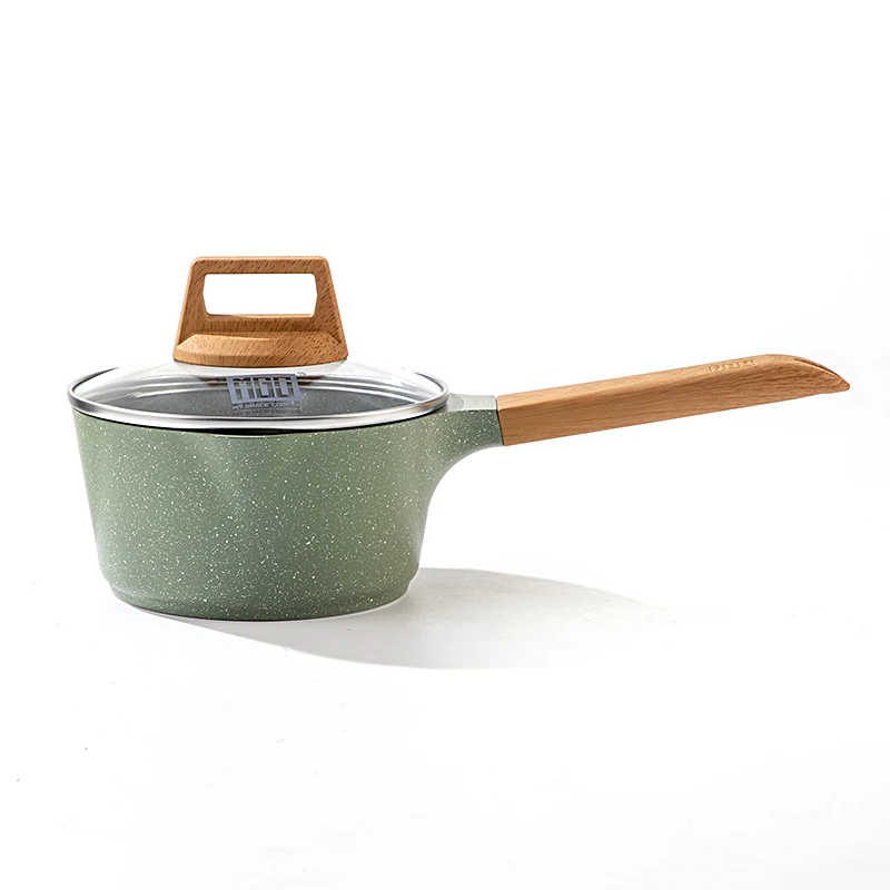 MGC European Series 16 Milk Pot Die Casting Pot Sauce Pan Glass Lid Aluminum Avocado Green Europe Aluminum Alloy Glass Cover