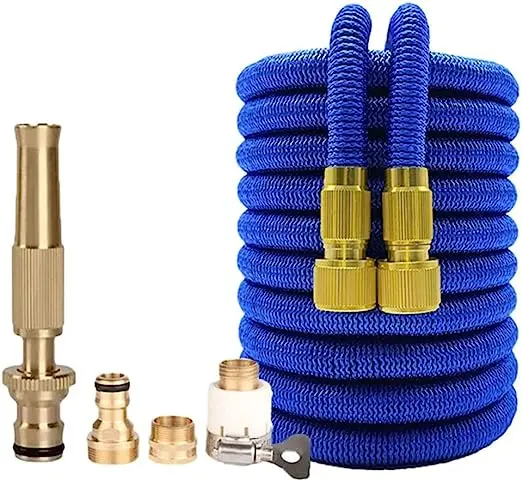 Flexible Expandable Garden Hose Pipe Nozzle Sprayer High Pressure Car Wash Brass Water Gun Quick Connector 100ft Garden Hose