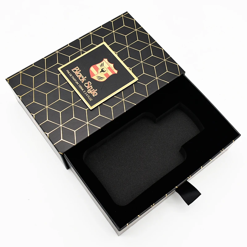Recycled Matte Rigid Paper Drawer Box Custom Logo Premium Gift Perfume Box with EVA Foam Insert