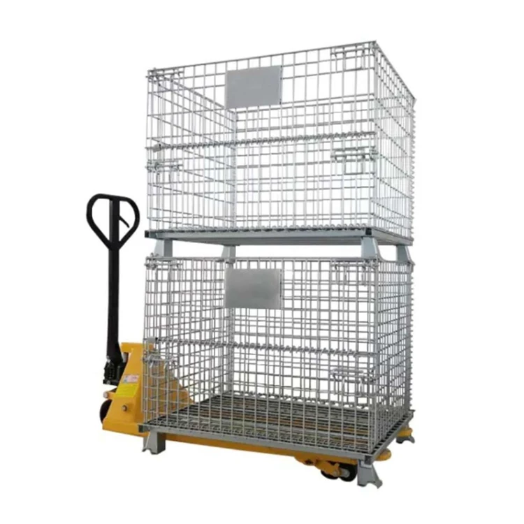 Wire Mesh Container Pallet Box Forklift Cages Cargo Crate Material Handling Metal Storage Cage