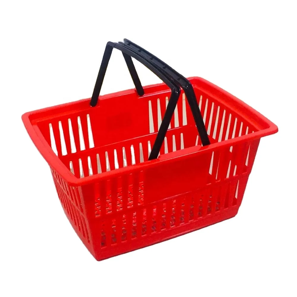 New Design MOQ 100 PCS 21L Wholesale Folding Plastic Mesh Shopping Market Basket Morocco Hand with 2