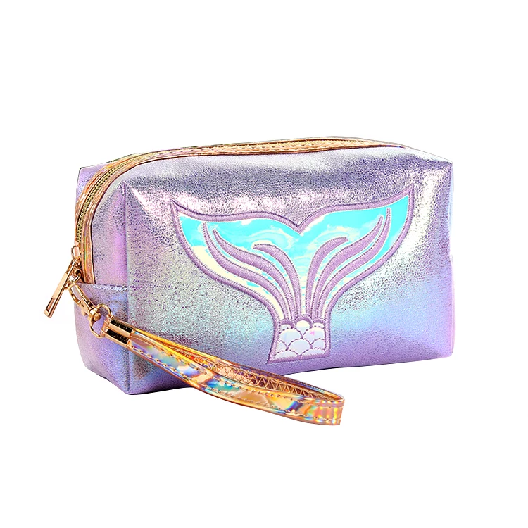 Holographic Mermaid Leather Beauty Bag Gradient Laser Pu Cosmetic Bag Professional Make Up Case Bag