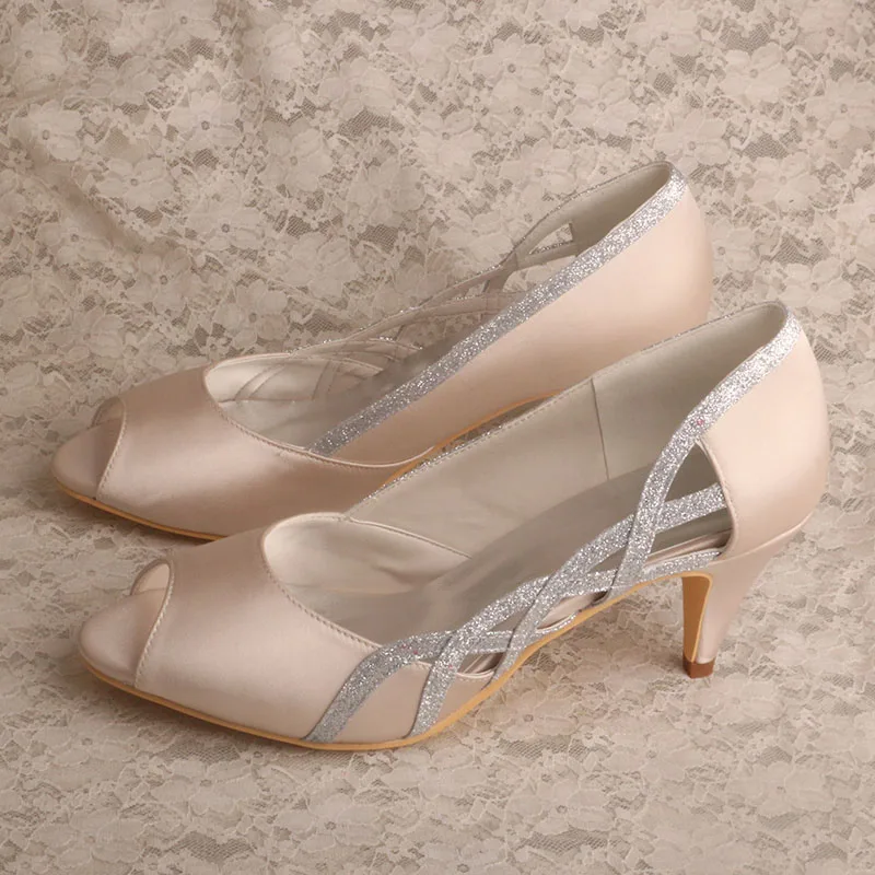 (23 Colors) Wholesale Women Shoes Open Heel Nude Satin