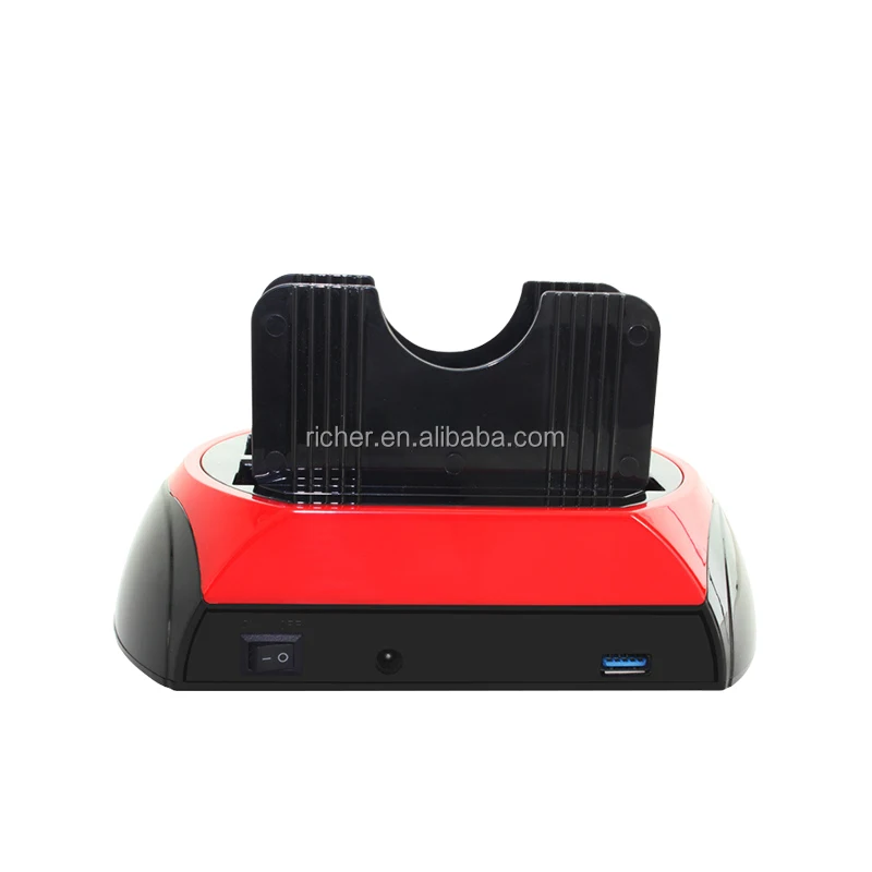 Manufacture  USB3.0 for 2.5inch  and 3.5 inch 10tb hard disk external Hdd Docking Station double dual sata  hdd docking station
