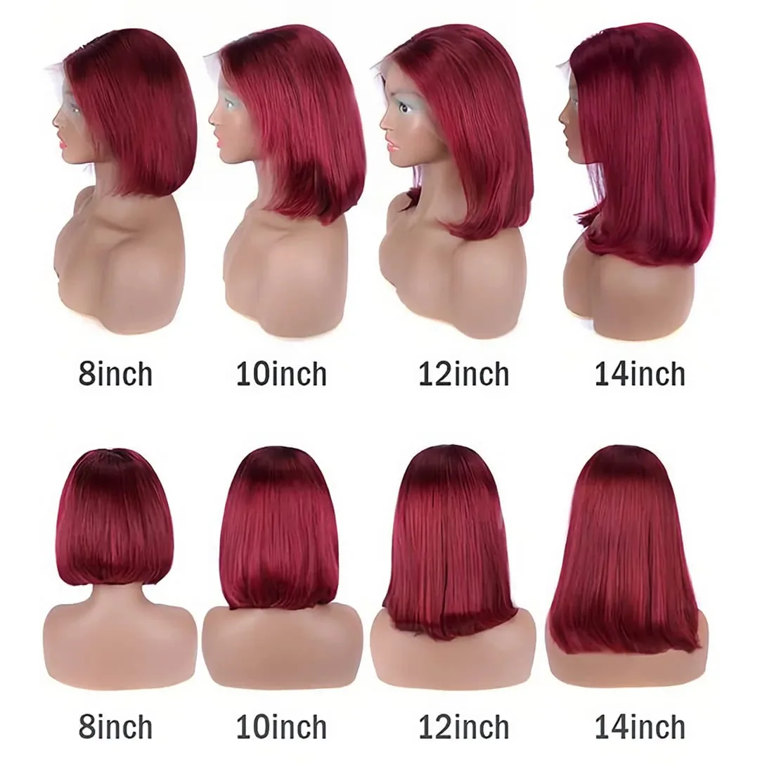 Straight Short Bob Transparent Hd Lace Human Hair Wig , colorful Pre Plucked Hairline Short Straight Bob Wigs