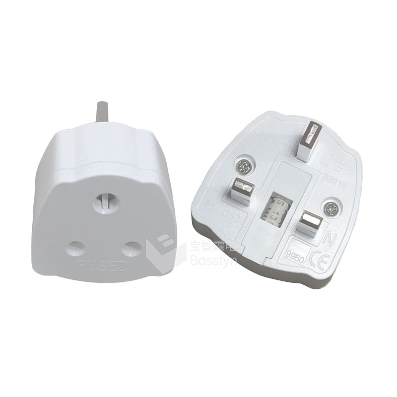 BS1363-5 standard UK to India 3 Pin Adapter Plug with 5/13A Fused