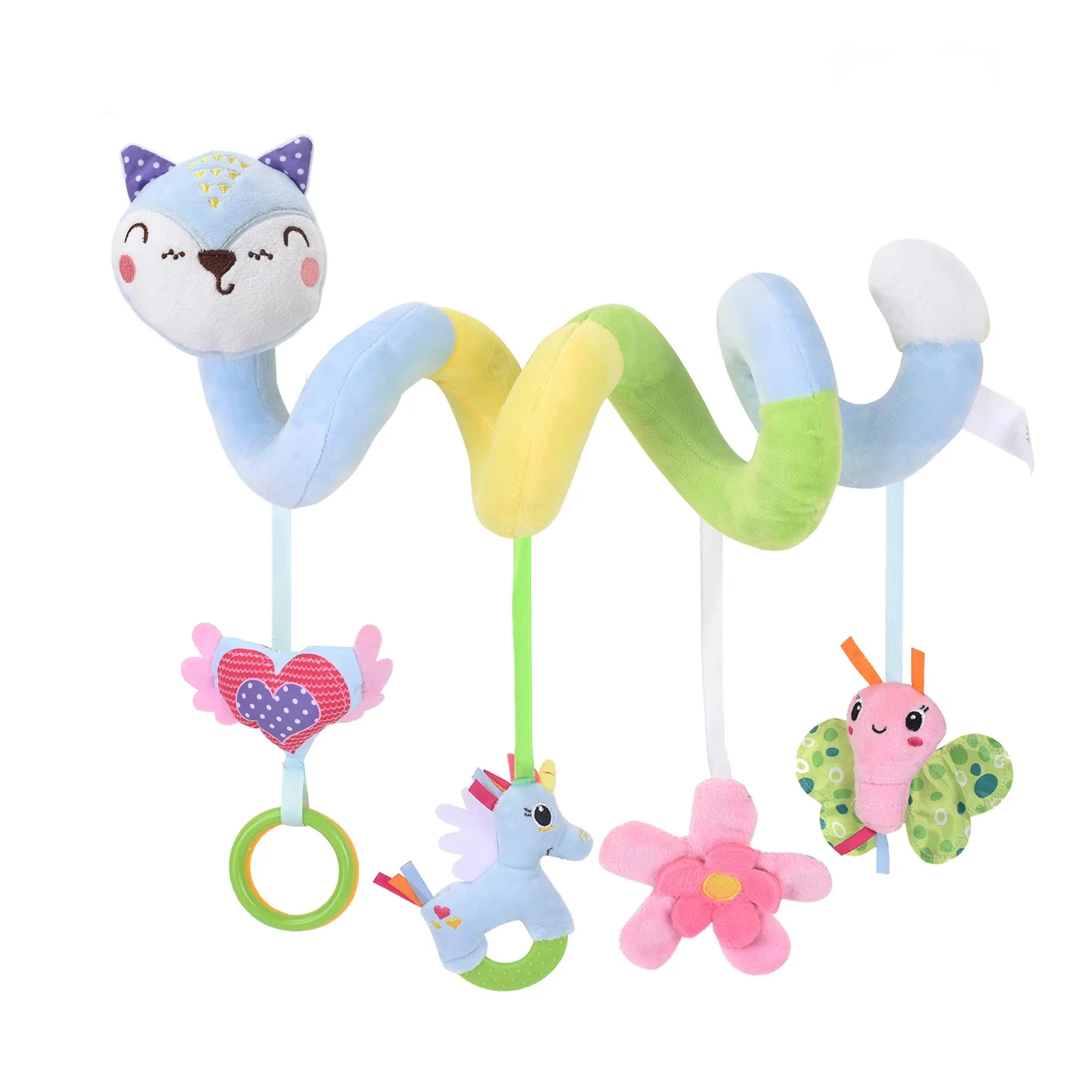 Jumon Car Seat Toys Infant Cute Fox Spiral Plush Stroller Hanging Rattle Crib Activity Toy For Baby Gift