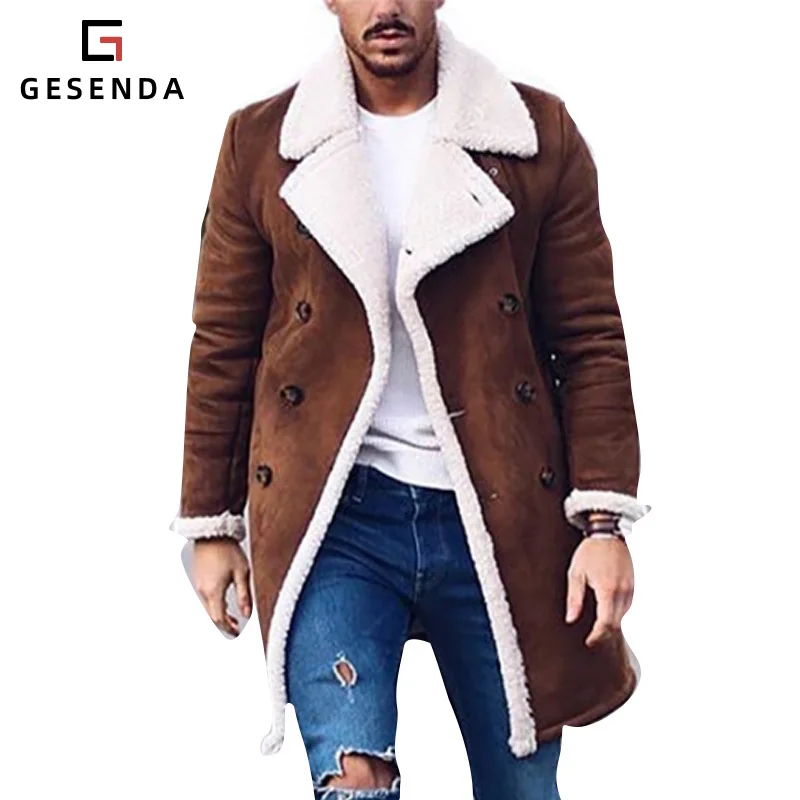 
Gesenda 2021 Autumn And Winter New Men's Fleece Lined Leather Warm Jacket 