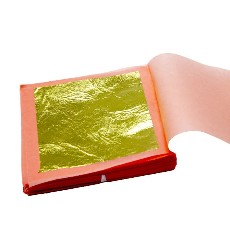 Private Label 24K Real Gold Sheet Leaf 8*8Cm 25 Pieces/Book Genuine Transfer Gold Foil Leaf For Food Drink Art