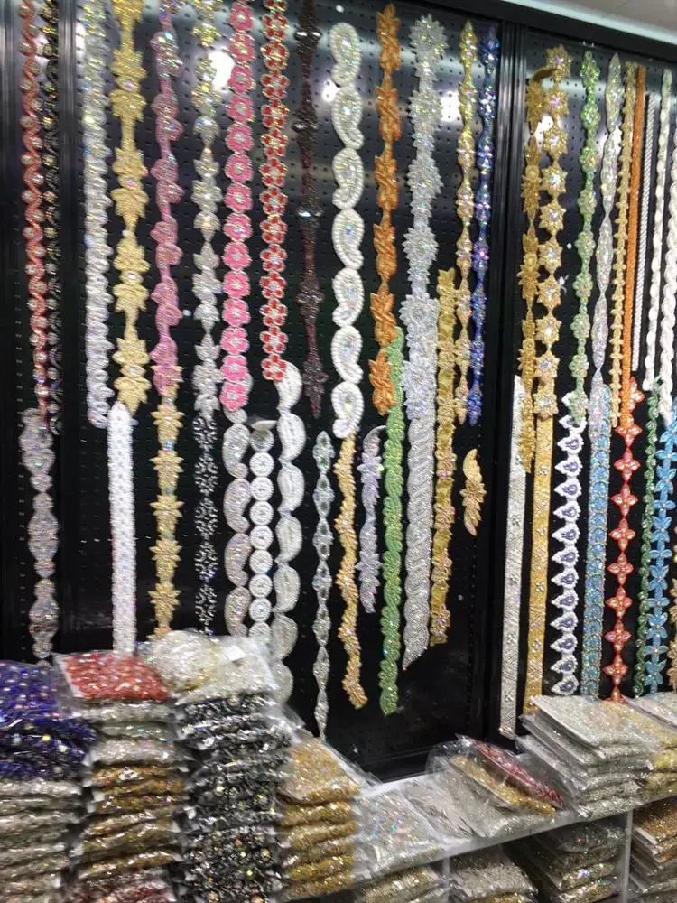 Rhinestone Iron On Dress Decoration Shiny Glass Stoned Iron On Sash Belt Clothing Stones