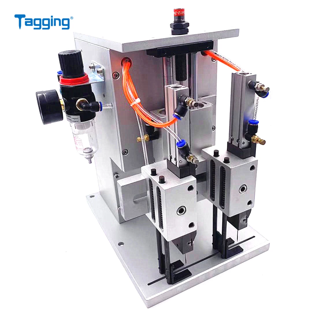Double-needles pneumatic automated portable tagging machine for garments label gloves towels glove