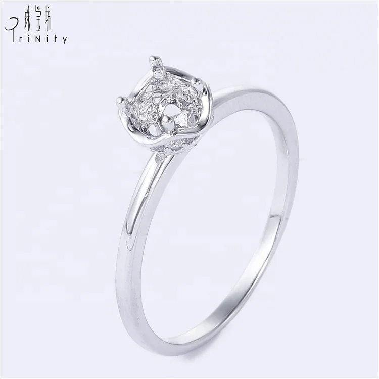 Beautiful Floral Design 18k Gold Ring Installation Fashionable Jewelry Solid Gold Semi Mounting Ring For Women