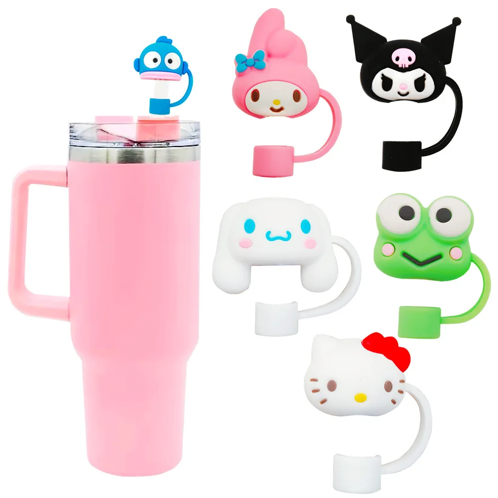 Factory wholesale 10mm 40oz straw cap kuromi straw sleeve dust plug tumbler cup decoration