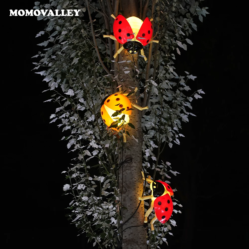 Momovalley Garden light outdoor led Lighting Waterproof 3D Ladybugs for Christmas Halloween Decorative Patio Lawn Yard