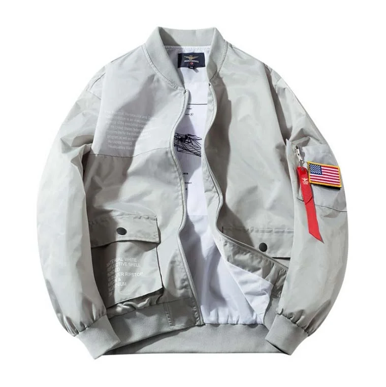 Topgear white sublimation left arm pocket bomber jacket with custom print