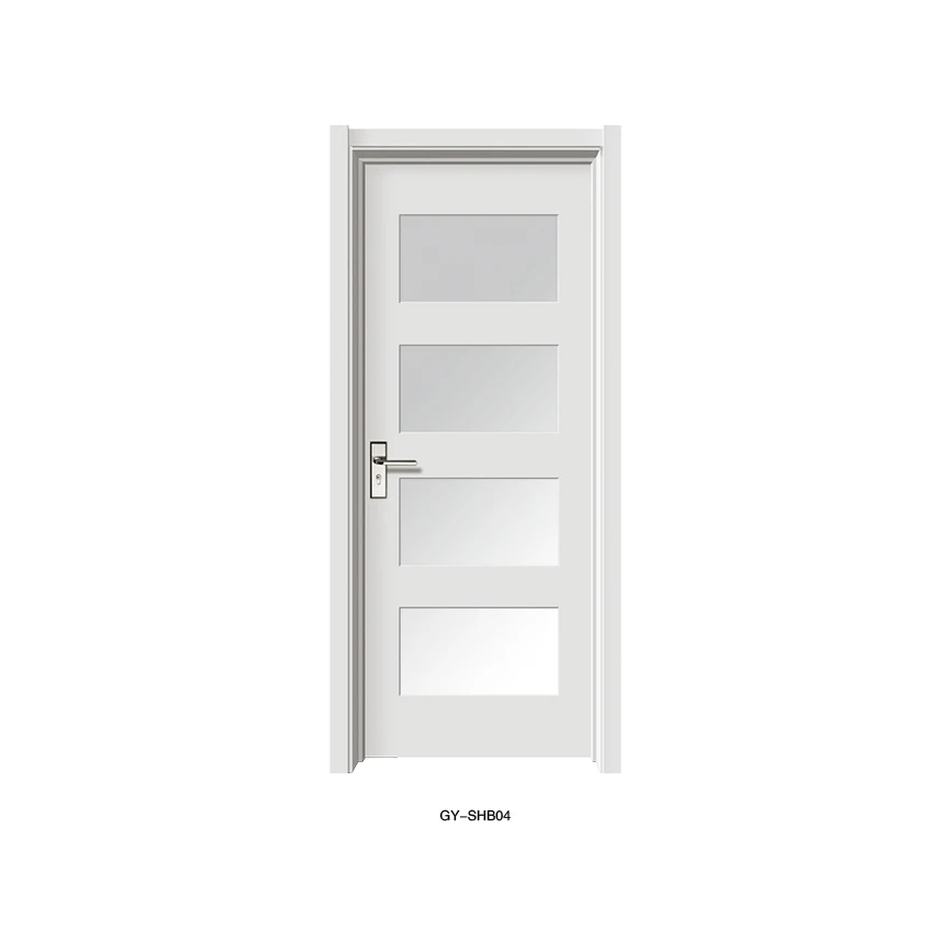 Factory Outlet White Solid Wooden Glass Doors Interior Bathroom Bedroom Use Interior Glass Door For House Office