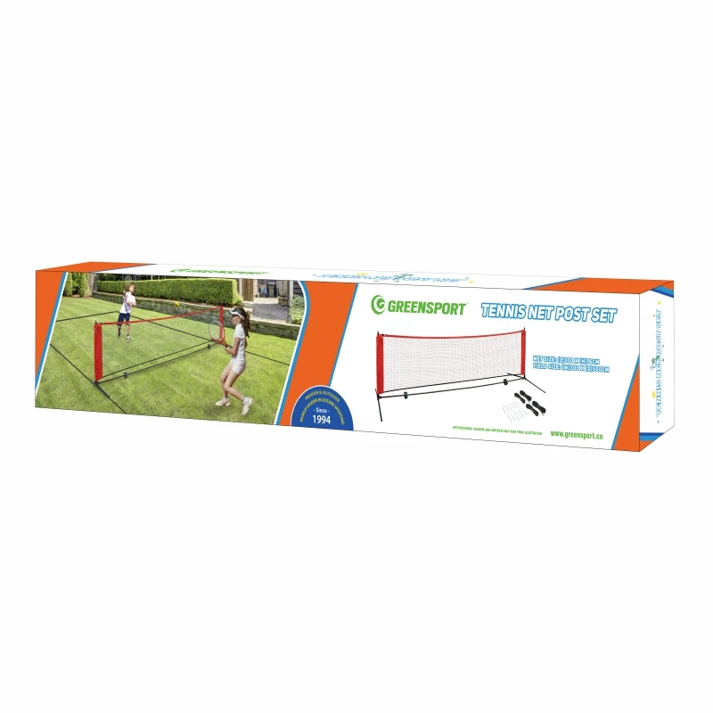 Tennis net post set for tennis training with ground strips