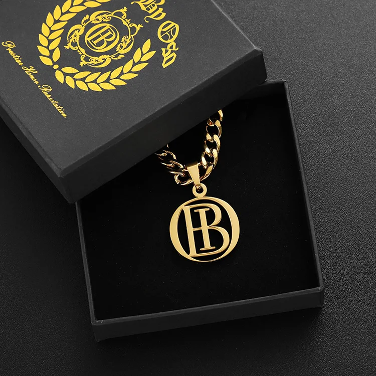 Cool Jewelry Custom 2D 3D Name Letter Logo Sliver Pendant Necklace Stainless Steel Man Necklace For Men With Cuban Link Chain