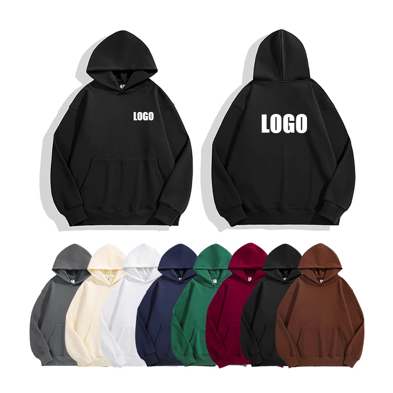 Plain Hoodie 100% Cotton High Quality Cotton Thick Heavy French Terry Pullover Custom Drop Shoulder Fleece Oversized Hoodies