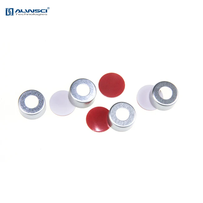 ALWSCI 1.5ml crimp top hplc vials 11mm pp cap w red PTFE white silicone septa glass bottle aluminum cap 11-SP3002