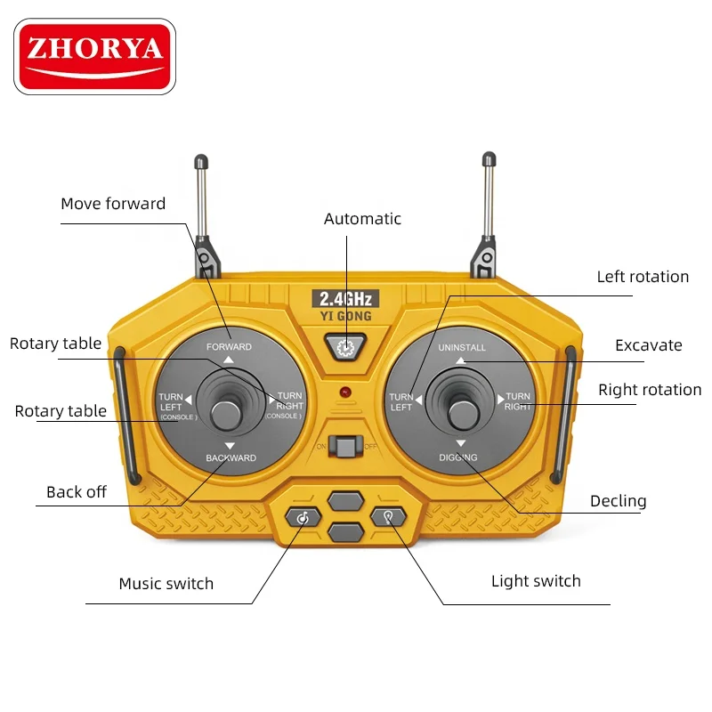 RC Excavator/Bulldozer 1/20 2.4GHz 11CH RC Construction Truck Engineering Vehicles Educational Toys with Light Music