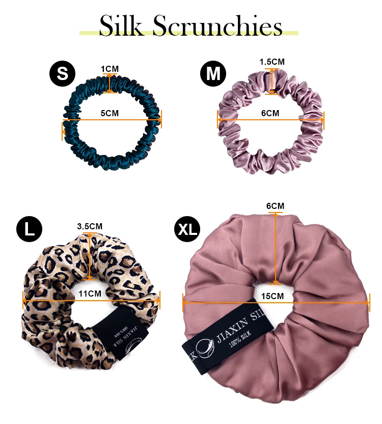 big size 100% silk Scrunchies with logo large 100% mulberry silk scrunchie