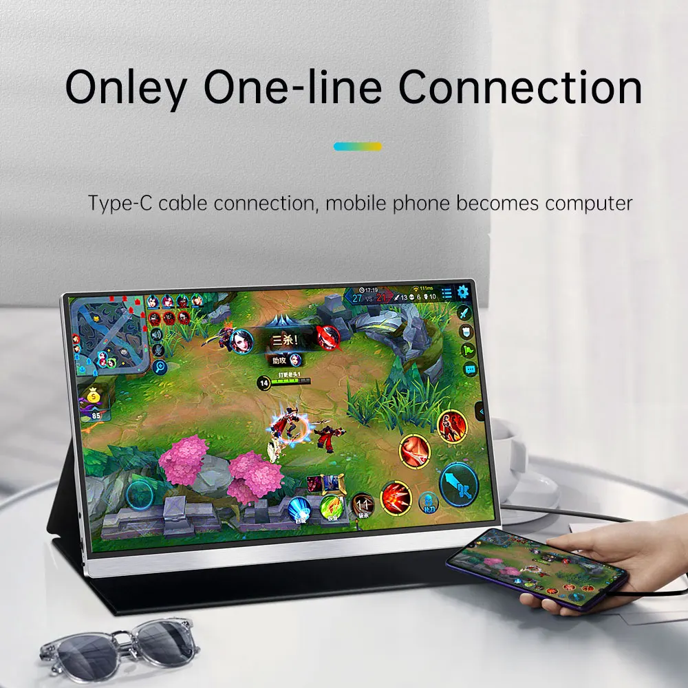 Full HD 1080P Gaming Monitor 15.6 inch Portable Monitor with Type-C USB for Laptop Pc Mobile Phone screen extension