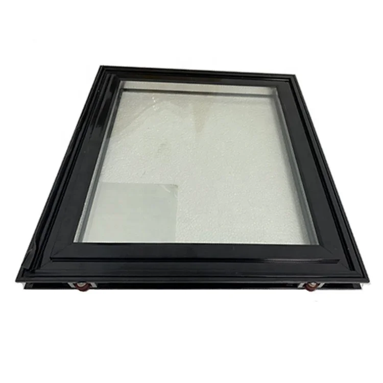 Top quality black frame glass door transparent curved glass door ice cream freezer sliding door