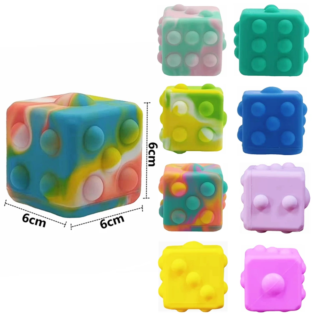 Sensory Squishy Toys for Adults Poppit Anxiety Relief Items Push Bubble Ball Big Size Silicone  3D Fidget Cube Dice