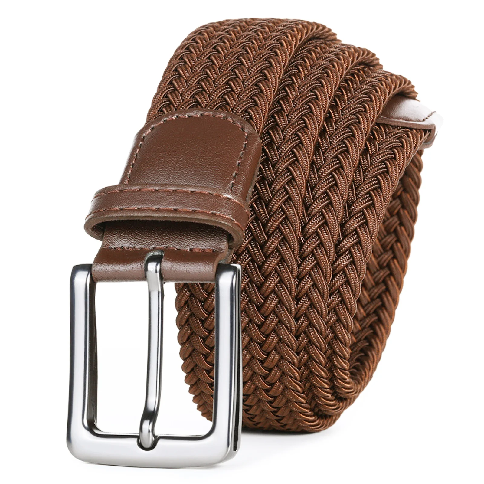 Custom Wholesale Men Casual Knitted Fabric Woven Belt Braided Leather Belt for Jeans Casual and Dress Multi-color