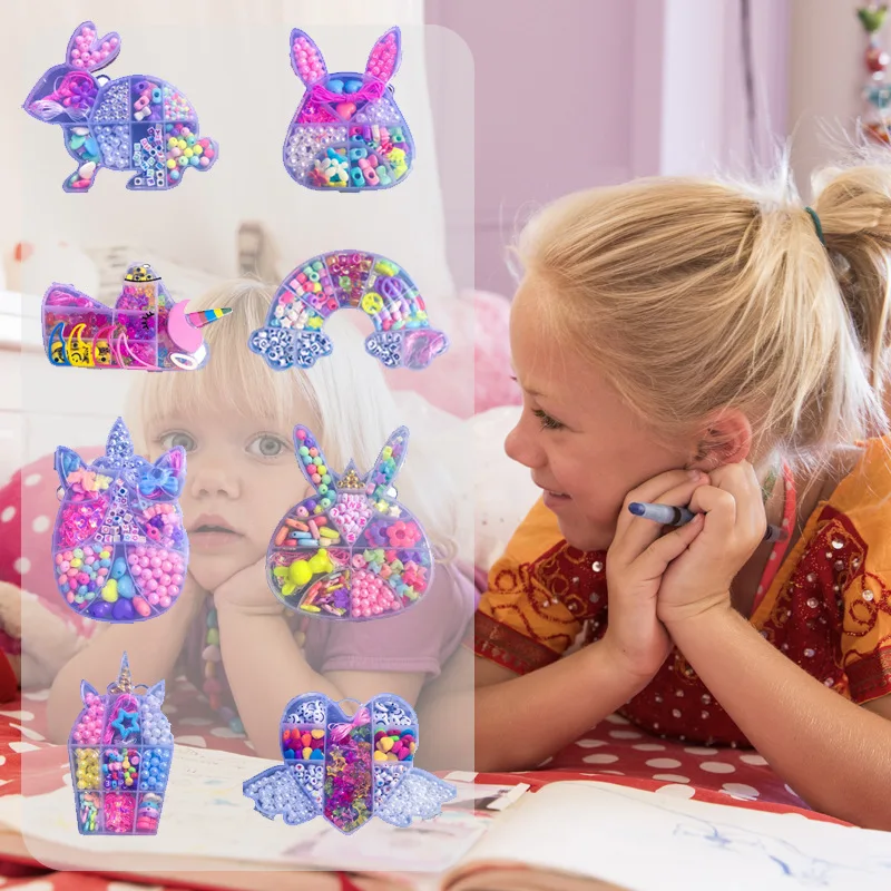 Hot Sale Kids Birthday Gift Set Cartoon Acrylic Beads for Bracelet Making Girls DIY Jewelry Making Kit