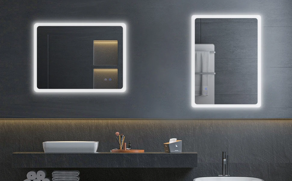 Hot Sale Digital Bath Mirror Frameless Dimmer Intelligent Bathroom Toilet Large Wall Led Mirror In Bathroom