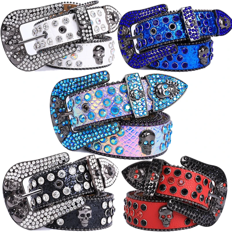 Factory Custom BB Fast Delivery Luxury Crystal Men Unisex Diamond Studded Rhinestone Belt Western Sparkle Designer Women Belts